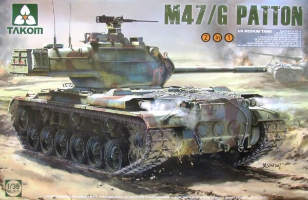 Збірна модель 1/35 Американський танк M47/M47G Patton (2 в 1) Takom 2070 детальное изображение Бронетехника 1/35 Бронетехника