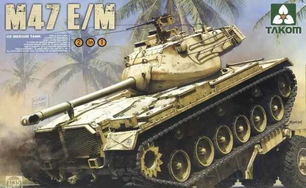 Scale model 1/35 American tank M47 E/M Patton (2 in 1) Takom 2072 детальное изображение Бронетехника 1/35 Бронетехника