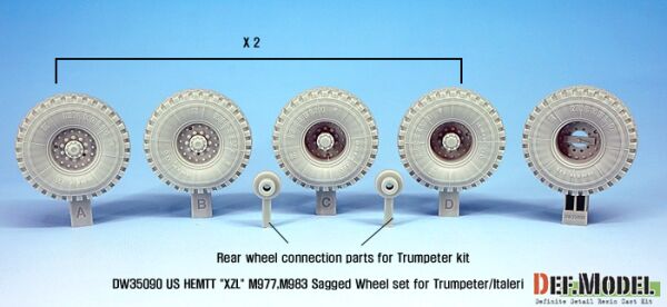 US HEMTT &quot;XZL&quot; M977,M983 Sagged Wheel set (for Trumpeter/Italeri 1/35) детальное изображение Смоляные колёса Афтермаркет
