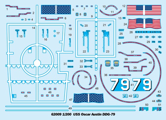 Збірна модель 1/200 Есмінець USS Oscar Austin (DDG-79) ILoveKit 62009 детальное изображение Флот 1/200 Флот