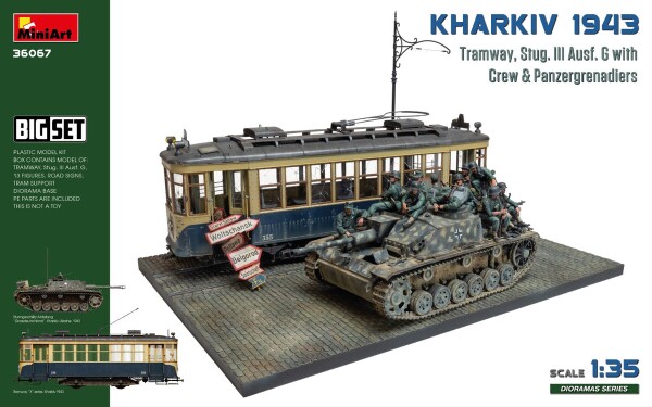 Збірна модель 1/35 Великий набір Харків 1943: Трамвай та Stug. ІІІ Ausf. G з екіпажем MiniArt 36067 детальное изображение Бронетехника 1/35 Бронетехника