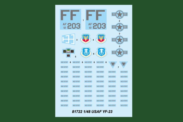 Збірна модель 1/48 Винищувач US YF-23 Prototype HobbyBoss 81722 детальное изображение Самолеты 1/48 Самолеты