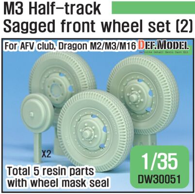 U.S M2/M3/M16 Halftrack Front Sagged Wheel set (2)( for AFV club, Dragon 1/35) детальное изображение Смоляные колёса Афтермаркет