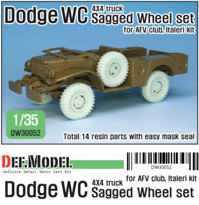 WW2 U.S Dodge WC 4X4 Sagged wheel set (for AFV club, Italeri 1/35) детальное изображение Смоляные колёса Афтермаркет
