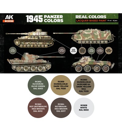 A set of Real Colors lacquer based paints1945 Panzer Colors AK-Interactive RCS 123 детальное изображение Наборы красок Краски