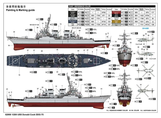Збірна модель 1/200 USS Donald Cook (DDG-75) - есмінець класу &quot;Арлі Берк&quot; (Flight II) I Love Kit 62008 детальное изображение Флот 1/200 Флот