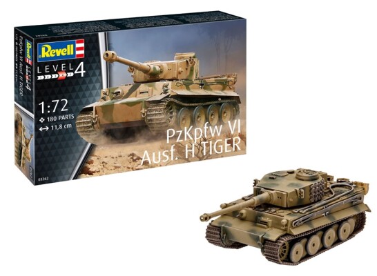 Сборная модель 1/72 Немецкий танк PzKpfw VI Ausf. H Тигр Ревелл 03262 детальное изображение Бронетехника 1/72 Бронетехника