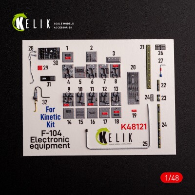 F-104 Series Electrical Equipment декаль интерьер для комплекта Kinetic 1/48 KELIK K48121 детальное изображение 3D Декали Афтермаркет