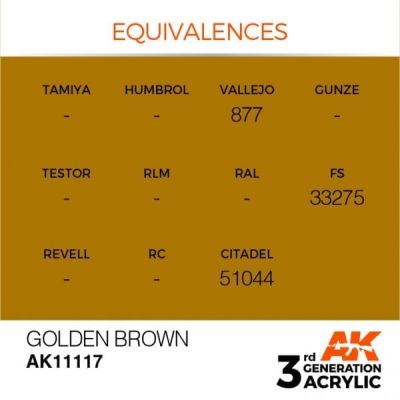Акриловая краска GOLDEN BROWN – STANDARD / ЗОЛОТИЙ КОРИЧНЕВИЙ AK-interactive AK11117 детальное изображение General Color AK 3rd Generation