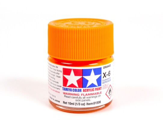 Alcohol-based acrylic paint Orange 10ml Tamiya Mini X-6 детальное изображение Акриловые краски Краски