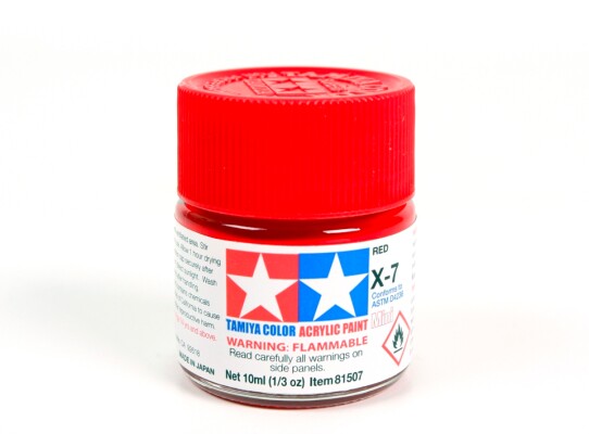 Alcohol-based acrylic paint Red 10ml Tamiya Mini X-7 детальное изображение Акриловые краски Краски