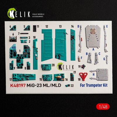 MiG-23 ML/MLD декаль інтер'єр для комплекту Trumpeter 1/48 KELIK K48197 детальное изображение 3D Декали Афтермаркет