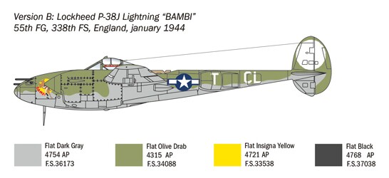 Збірна модель 1/72 Літак P-38J Lightning Italeri 1446 детальное изображение Самолеты 1/72 Самолеты