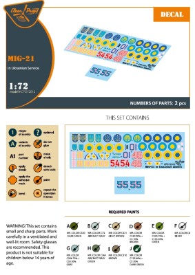 Декаль 1/72 МіГ-21 Повітряні сили України Clear Prop CPD72012 детальное изображение Декали Афтермаркет
