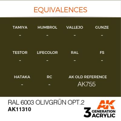 Акриловая краска RAL 6003 OLIVGRÜN OPT.2 / Оливково - зелёный №2 – AFV АК-интерактив AK11310 детальное изображение AFV Series AK 3rd Generation