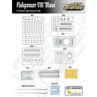 Збірна модель 1/72 Німецький надважкий зенітний танк Flakpanzer VIII Maus Vespid Models VS720005 детальное изображение Бронетехника 1/72 Бронетехника