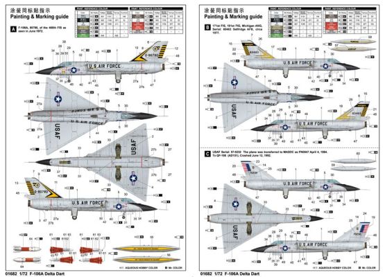 Збірна модель 1/72 Американський винищувач F-106A Delta Dart Trumpeter 01682 детальное изображение Самолеты 1/72 Самолеты