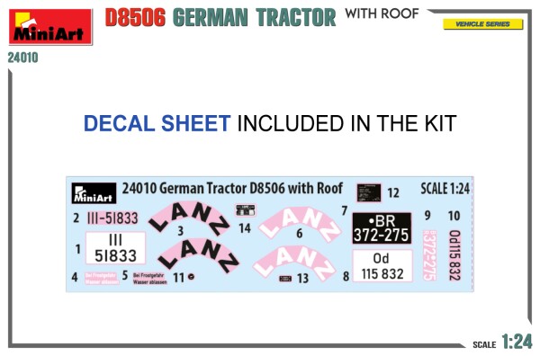 Scale model 1/24 German tractor D8506 with roof MiniArt 24010 детальное изображение Автомобили 1/24 Автомобили