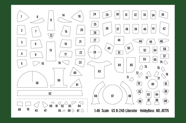 Збірна модель 1/48 Американський літак B-24D Liberator HobbyBoss 81775 детальное изображение Самолеты 1/48 Самолеты