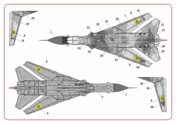 Сборная модель 1/144 Тактический фронтовой бомбардировщик Су-24М украинский современный «пиксельный» детальное изображение Самолеты 1/144 Самолеты