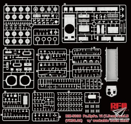 Збірна модель 1/35 Німецький важкий танк PZ.KPFW.VI AUSF.B (VK36.01) з робочими траками RFM RM-5036 детальное изображение Военная техника 