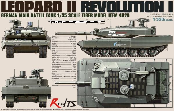 Scale model 1/35 MBT Leopard 2 REVOLUTION Tiger Model 4629 детальное изображение Бронетехника 1/35 Бронетехника