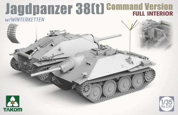 Сборная модель 1/35 САУ Jagdpanzer 38(t) «Хетцер» Command Version w/WINTERKETTEN Таком 2181 детальное изображение Бронетехника 1/35 Бронетехника