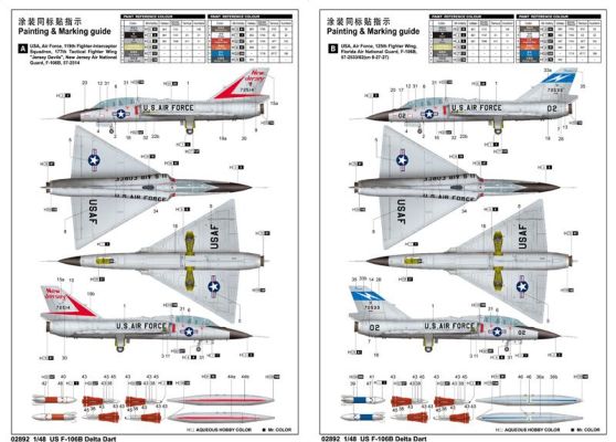 Збірна модель 1/48 Літак F-106B Delta Dart Trumpeter 02892 детальное изображение Самолеты 1/48 Самолеты