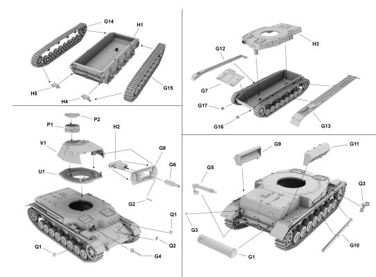 Збірна модель танка Panzerkampfwagen III Ausf. B детальное изображение Бронетехника 1/72 Бронетехника