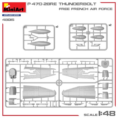 Збірна модель 1/48 Літак P-47D-28RE Thunderbolt Free French Air Force MiniArt 48015 детальное изображение Самолеты 1/48 Самолеты