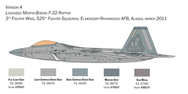 Збірна модель 1/48 ЛітакF-22A Raptor Italeri 2822 детальное изображение Самолеты 1/48 Самолеты