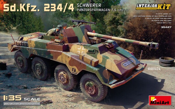 Збірна модель 1/35 Важка розвідувальна броньована машина Sd.Kfz.234/4 з інтер'єром MiniArt 35427 детальное изображение Бронетехника 1/35 Бронетехника