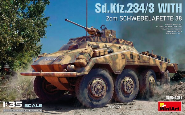Збірна модель 1/35 Німецький бронеавтомобіль Sd.Kfz.234/3 з 2-см Schwebelafette 38 MiniArt 35431 детальное изображение Автомобили 1/35 Автомобили