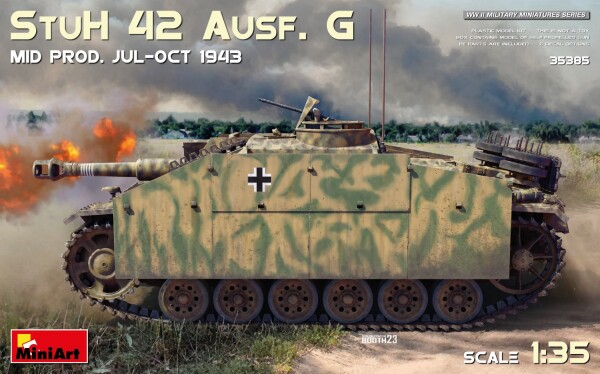 Scale model 1/35 German self-propelled gun StuH 42 Ausf. G Mid Prod. July-October 1943 Miniart 35385 детальное изображение Бронетехника 1/35 Бронетехника