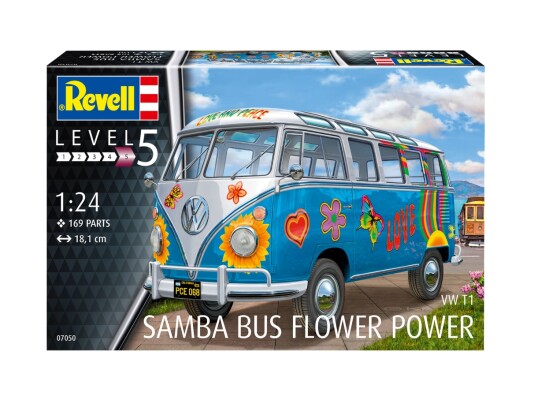 Збірна модель 1/24 Фургон VW T1 Samba Bus Flower Power Revell 07050 детальное изображение Автомобили 1/24 Автомобили