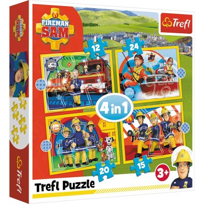 Puzzles 4 in 1: Fireman Sam and his team детальное изображение Наборы пазлов Пазлы