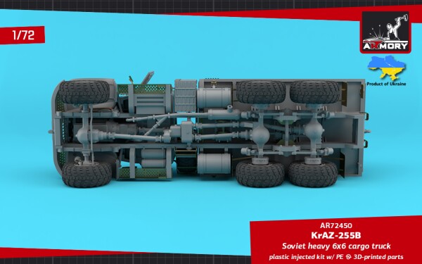 Сборная модель 1/72 Советский тяжёлый грузовой автомобиль КрАЗ-255Б с колёсной формулой 6х6 детальное изображение Автомобили 1/72 Автомобили