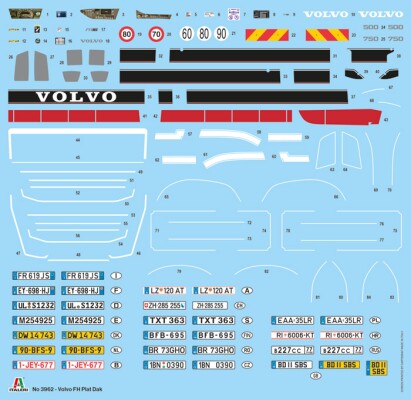 Збірна модель 1/24 вантажний автомобіль / тягач Volvo FH Plat Dak Italeri 3962 детальное изображение Грузовики / прицепы Гражданская техника