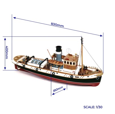 Scale wooden model 1/30 Tug &quot;Ulises&quot; OcCre 61001 детальное изображение Корабли Модели из дерева