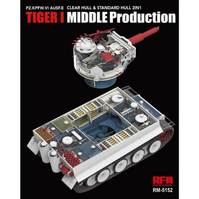 Збірна модель 1/35 Танк Тигр I Mid-Production з інтер'єром (прозорі деталі) 2-в-1 РФМ RM-5152 детальное изображение Бронетехника 1/35 Бронетехника
