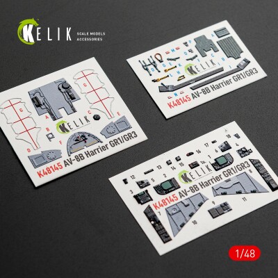 McDonnell Duglas AV-8 B Harrier 3D декаль інтер'єр для комплекту Hasegawa 1/48 KELIK K48145 детальное изображение 3D Декали Афтермаркет