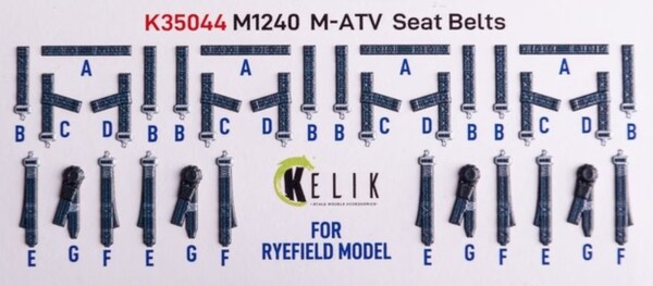 M1240A M-ATV Seat Belts 3D декаль інтер'єр для комплекту RFM 1/35 KELIK K35044 детальное изображение 3D Декали Афтермаркет