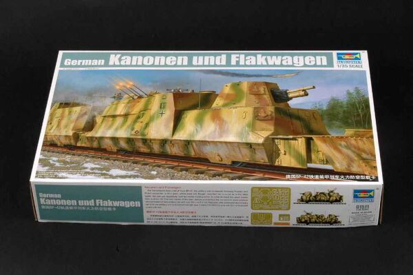 Збірна модель 1/35 Бронепоїзд Kanonen und Flakwagen Trumpeter 01511 детальное изображение Железная дорога 1/35 Железная дорога