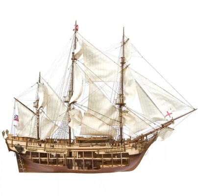 Scale wooden model 1/45 Frigate HMS &quot;Bounty&quot; (with cutaway hull) OcCre 14006 детальное изображение Корабли Модели из дерева