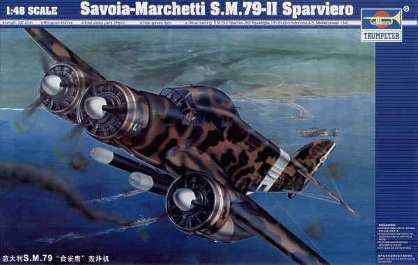 Сборная модель итальянского бомбардировщика SM79 &quot;Spararrowhawk&quot; детальное изображение Самолеты 1/48 Самолеты