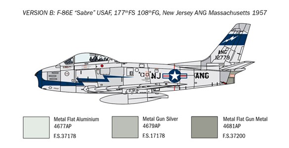 Scale model 1/48 Aircraft F-86E Saber Italeri 2799 детальное изображение Самолеты 1/48 Самолеты