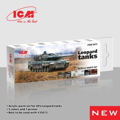 Scale model 1/35 Tank Leopard 2A6 ZSU with crew + Set of acrylic paints for Leopard tanks детальное изображение Комплекты 