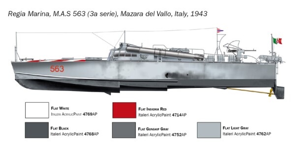 Збірна модель 1/35 Торпедний катер M.A.S. 563/568 з екіпажем Italeri 5626 детальное изображение Флот 1/35 Флот