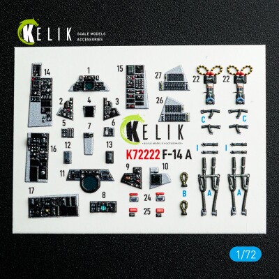 Grumman F-14 A Tomcat 3D декаль інтер'єр для комплекту Academy 1/72 KELIK K72222 детальное изображение 3D Декали Афтермаркет