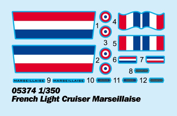 Сборная модель 1/350 Французский легкий крейсер Марсельеза Трумпетер 05374 детальное изображение Флот 1/350 Флот